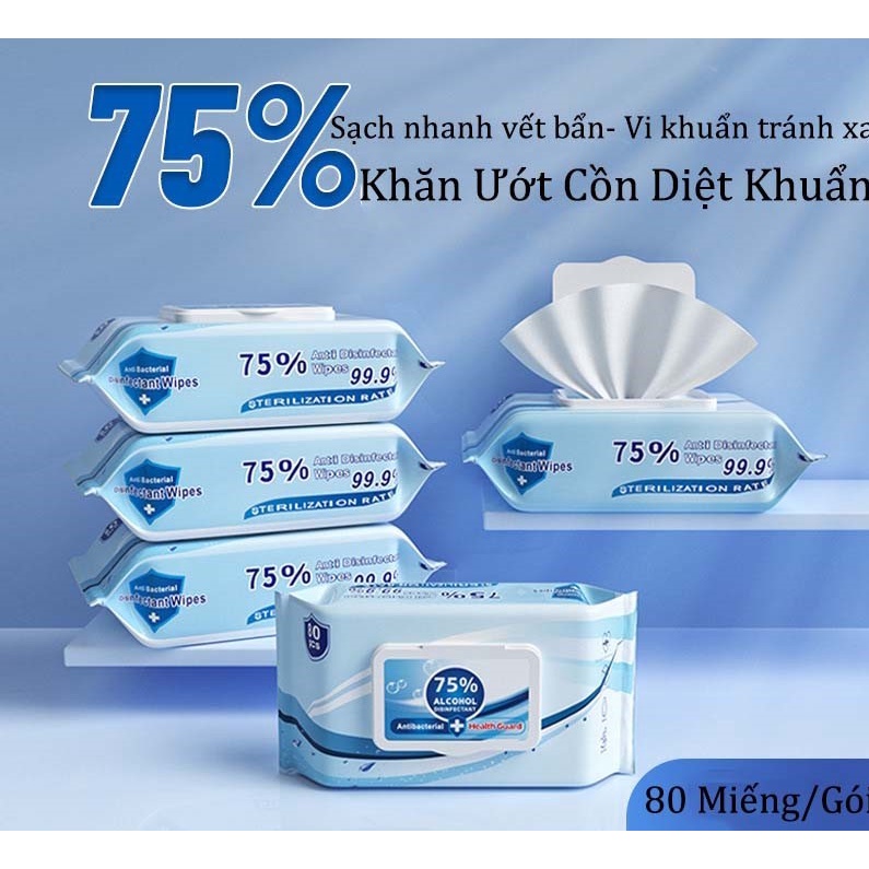 Khăn ướt cồn diệt khuẩn 80 miếng/1 Gói