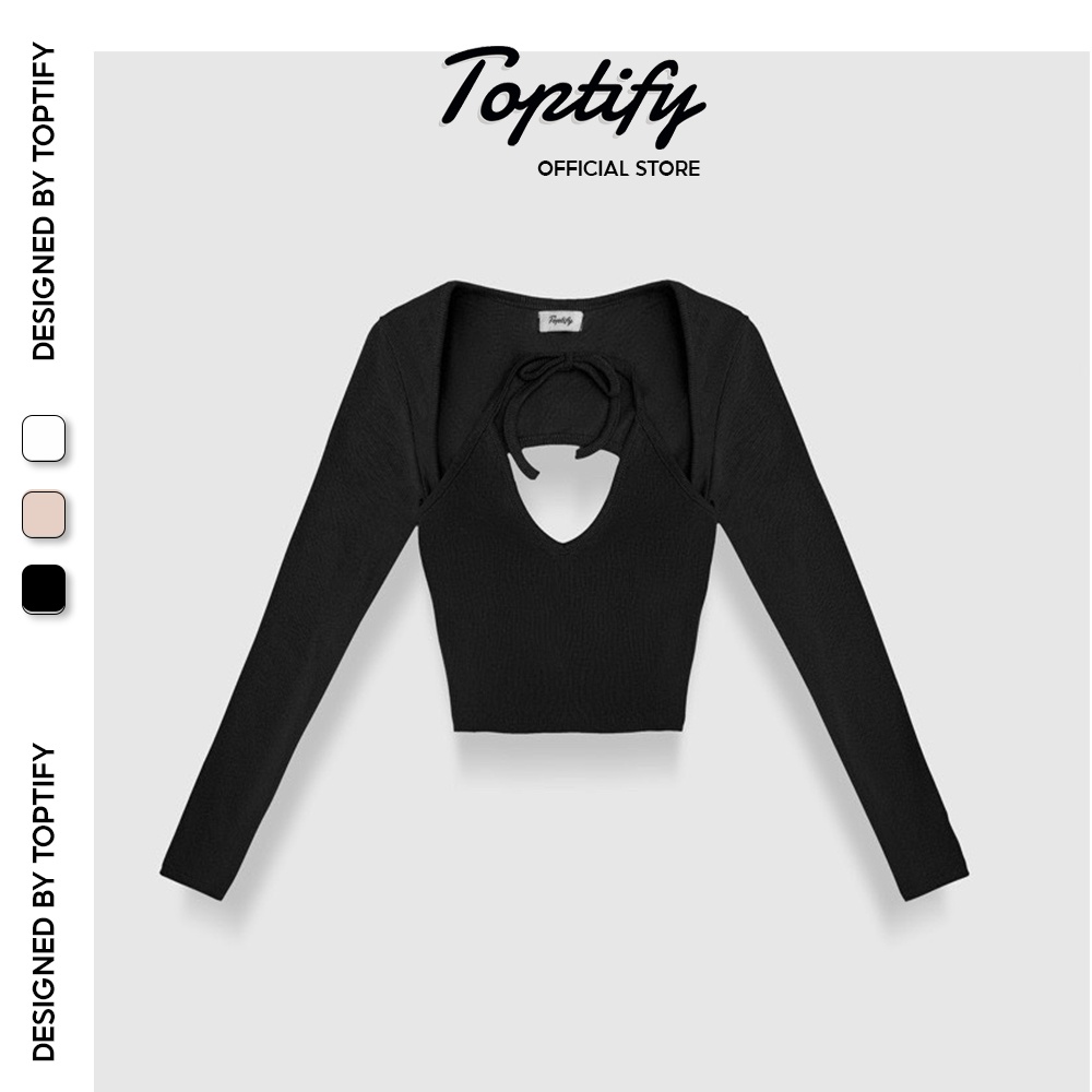 Áo croptop nữ body dài tay TOPTIFY cổ yếm buộc dây hở lưng Gigi Top A173