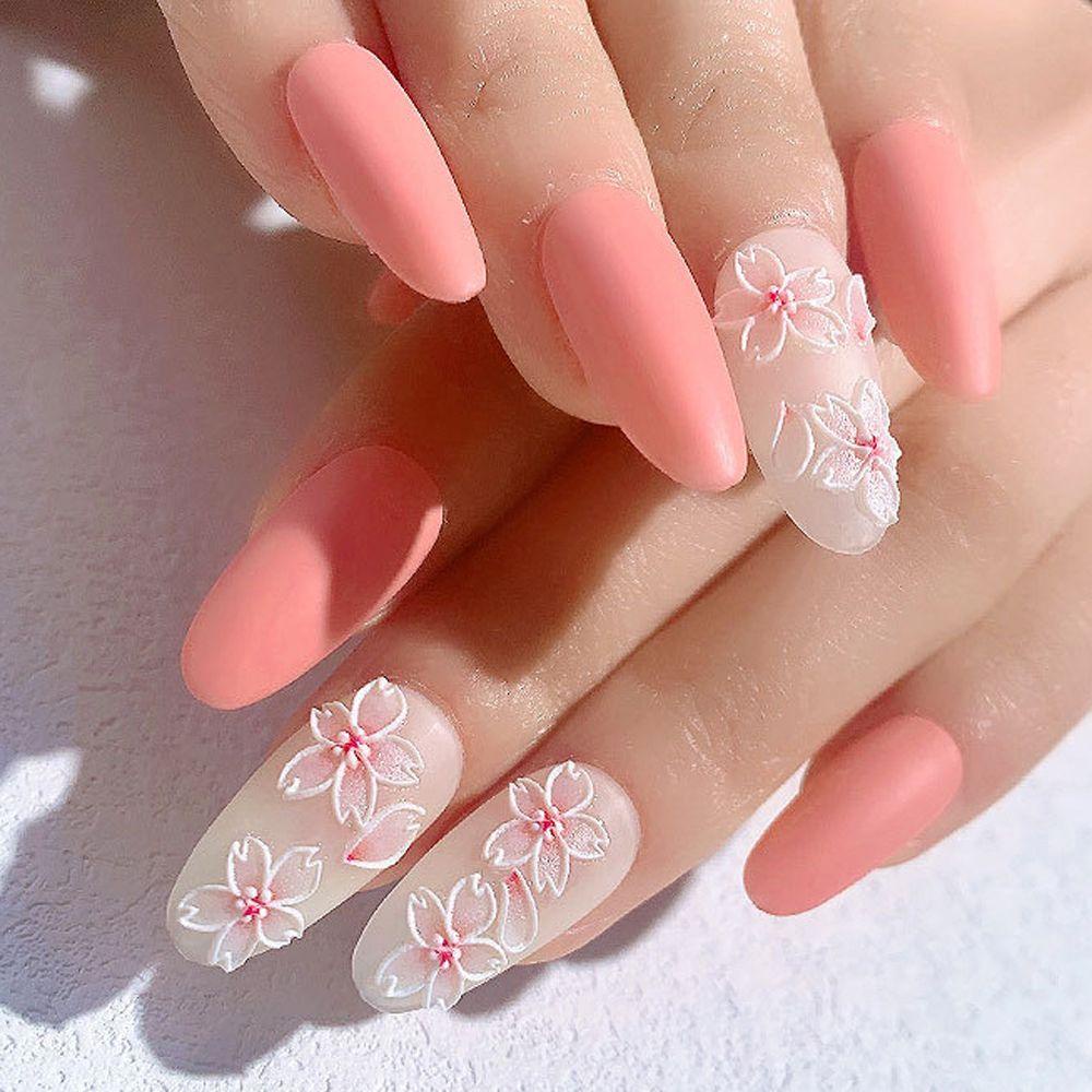 Miếng Dán Trang Trí Móng Tay Hình Hoa Lá 5D Dành Cho Nữ