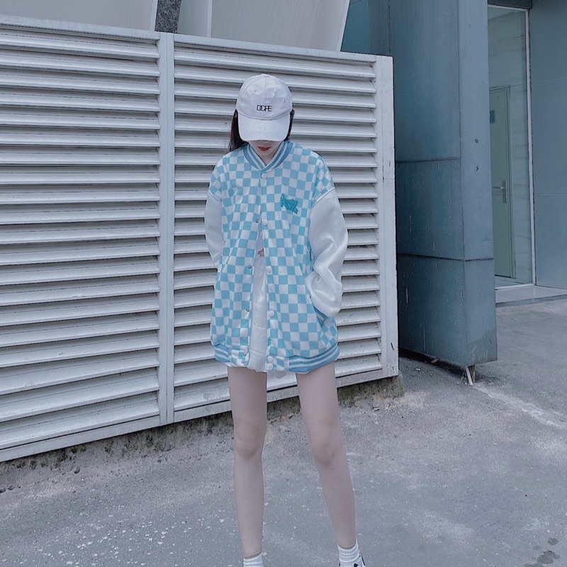 Áo khoác Bomber caro unisex nam nữ