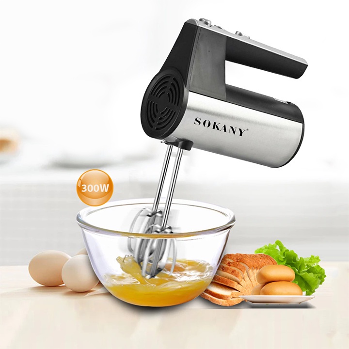 Máy đánh trứng cầm tay SOKANY 800W có 5 tốc độ điều chỉnh chuyên dụng( đánh trứng, tạo bọt đánh kem, nhào bột, trộn bánh