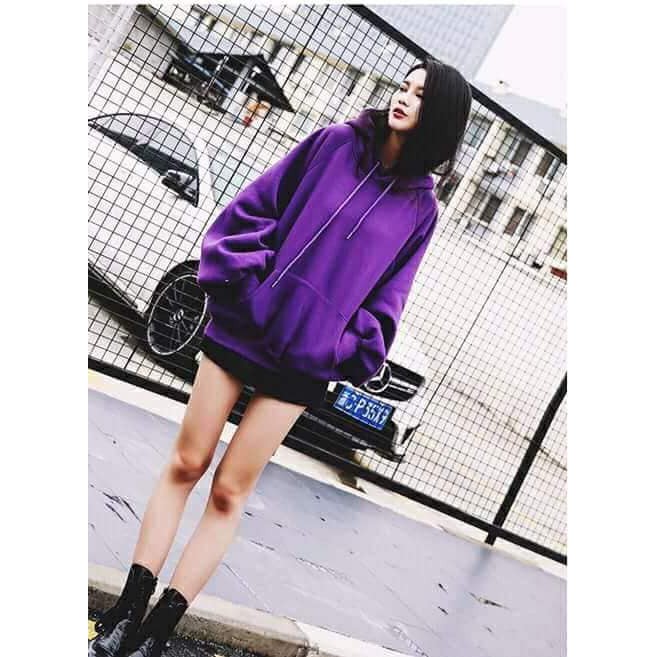 [ĐỦ SIZE - Kèm hình thật] Áo hoodie trơn nỉ dày tím purple basic hoodie unisex | WebRaoVat - webraovat.net.vn