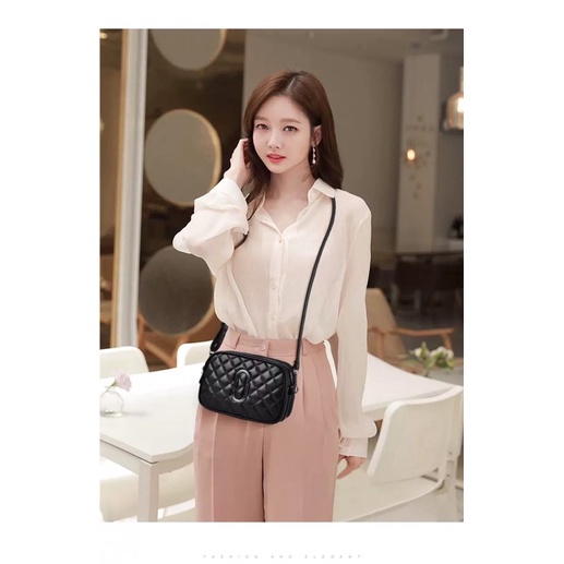 Túi Xách Nữ Đeo chéo vân vuông nổi HaNa