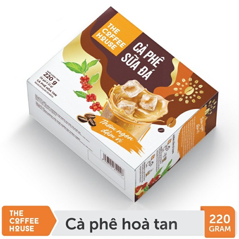 / 3 dây Cà phê sữa đá The Coffee House hòa tan 3in1 Hộp 10 gói x 220gr
