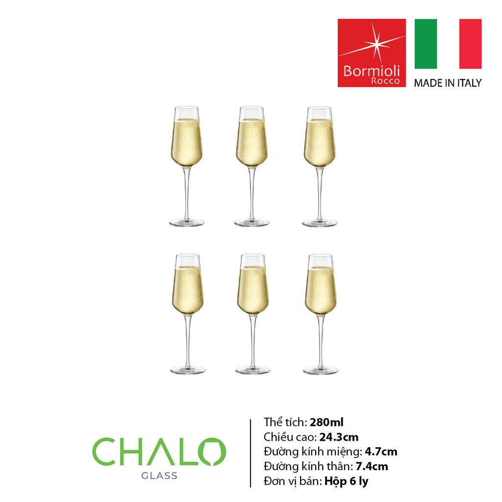 Ly rượu sâm panh Bormioli Rocco inAlto Flute Champagne - 280ml - 365740