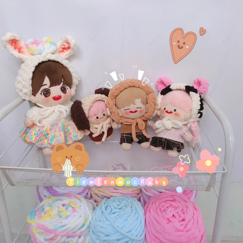 Cài đầu len tai thú cho doll 10,15,20cm