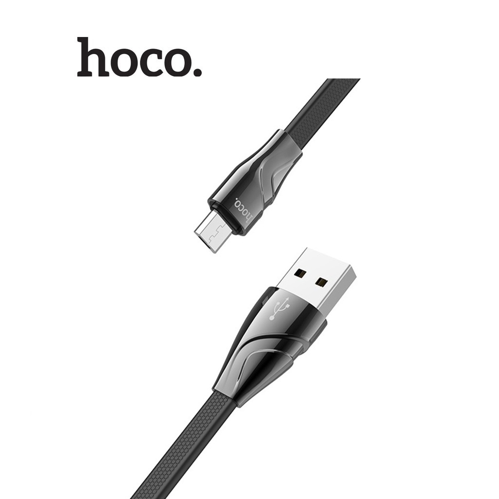 Cáp sạc 2.4A truyền dữ liệu Hoco U57 Micro dây dẹp chống gãy gập cho Android dài 120CM ( Đen)