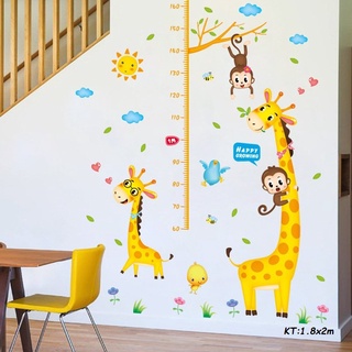 Decal dán tường thước đo hươu cao cổ T92