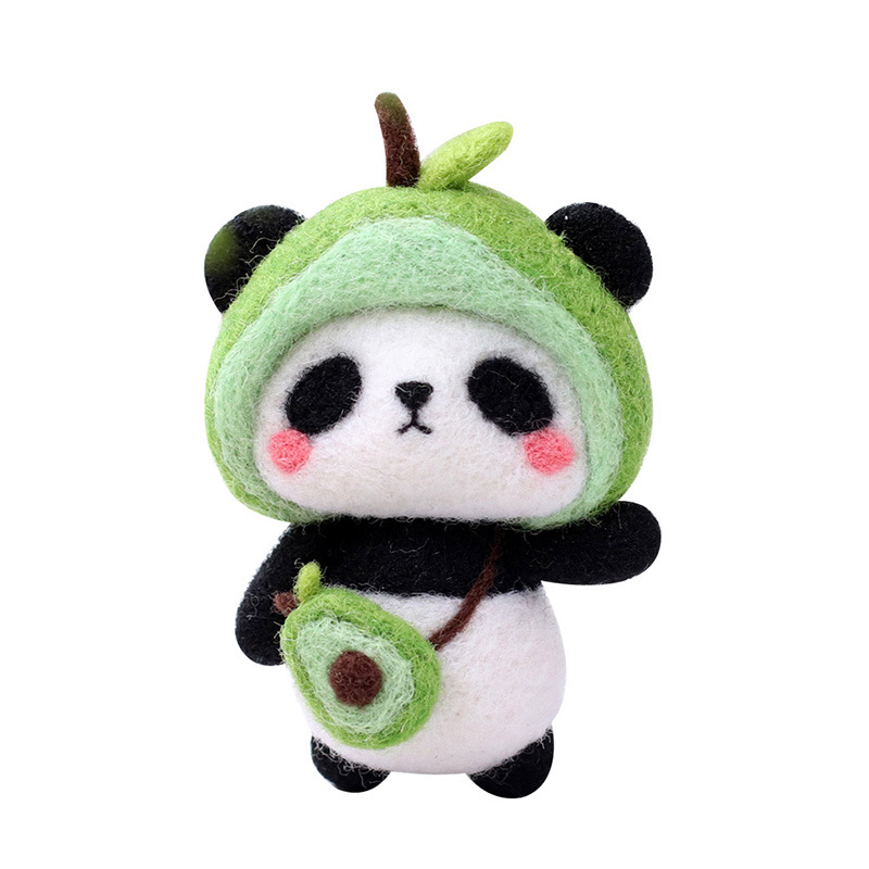 Panda Cartoon Doll/Wool Felt Doll Material Kit/Handmade Gift/Keychain/Pendant