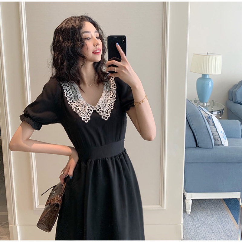 Đầm Tay Phồng Ôm Eo Thời Trang Retro Cá Tính Cho Nữ