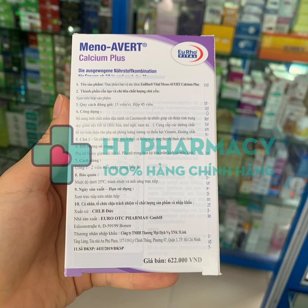 Viên Uống Nội Tiết Tố Nữ EuRho Vital Meno AVERT Calcium Plus (45 Viên)