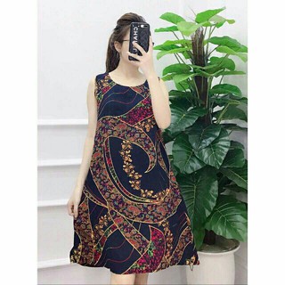 Váy bầu babydoll hoa nhí vải lanh nhung bán sỉ