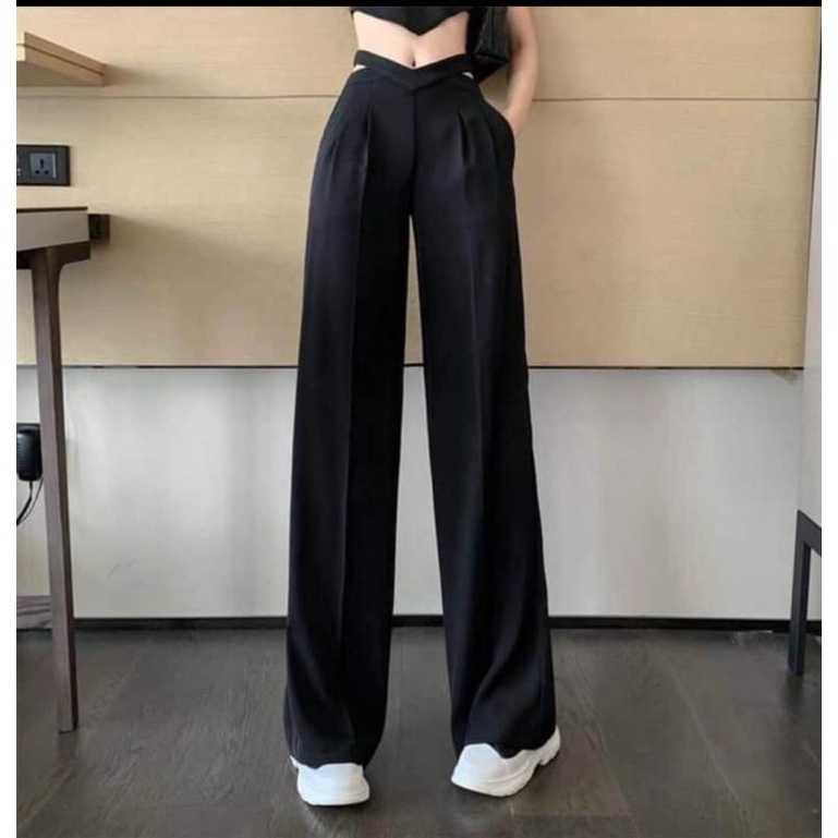 [AN MỘC] Quần suông hở eo from dài quyến rũ cho nữ