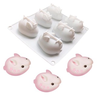Khuôn silicon 6 thỏ 3D làm thạch