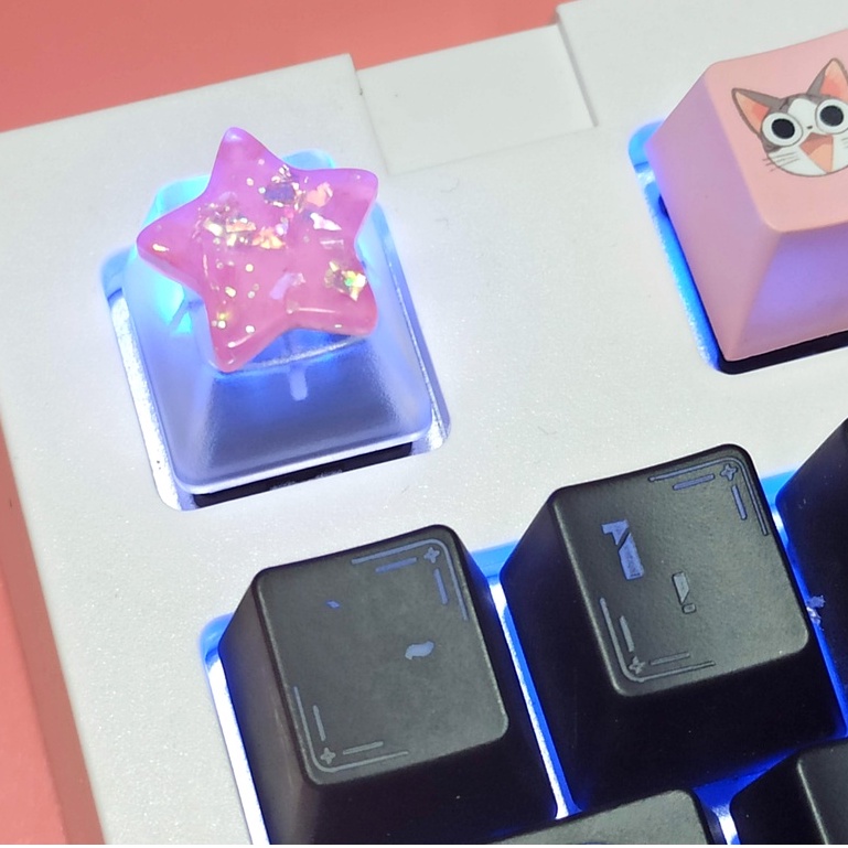 Nút Bàn Phím Cơ Bằng ABS Trong Suốt Hình Gấu Ngôi Sao Dễ Thương