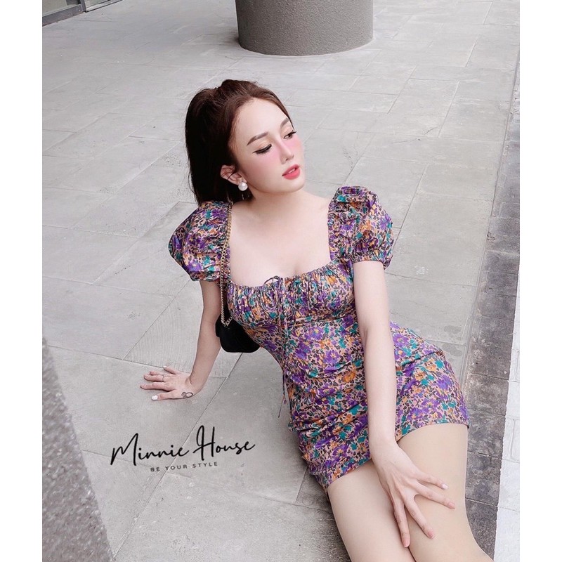 [Siêu Hot] Váy Hoa Tím Body Bèo Ngực, Đầm Nữ Dáng Ôm Siêu Xinh Có Ảnh Thật Kèm Video | BigBuy360 - bigbuy360.vn