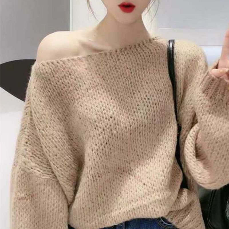 Áo Len Chui Đầu Dệt Kim Dày Dặn Màu Trơn Phong Cách Hàn Quốc