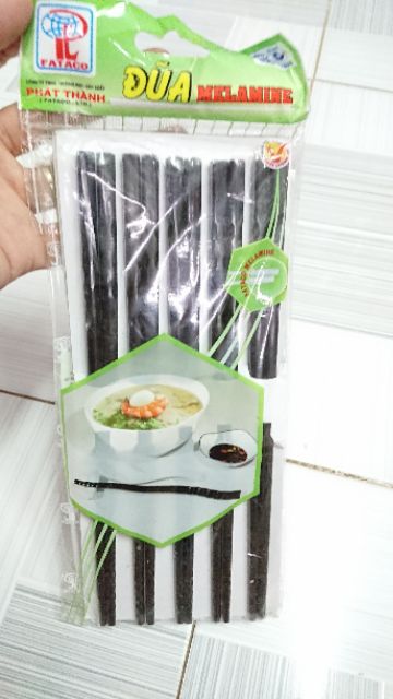 Đũa mica đen xoắn 2 đầu Set 10 đôi