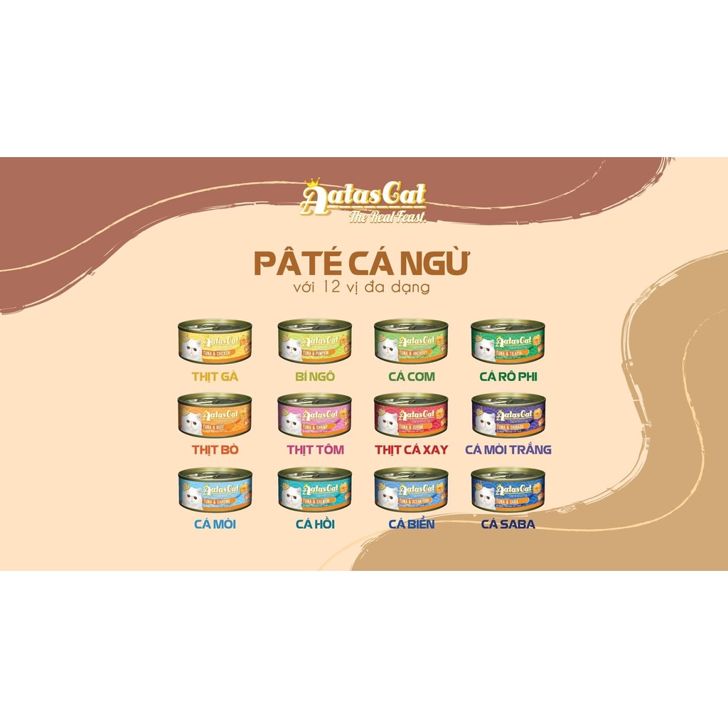 Pate  Aatas Cho Mèo - Pate 12 vị thùng 24 lon 80g