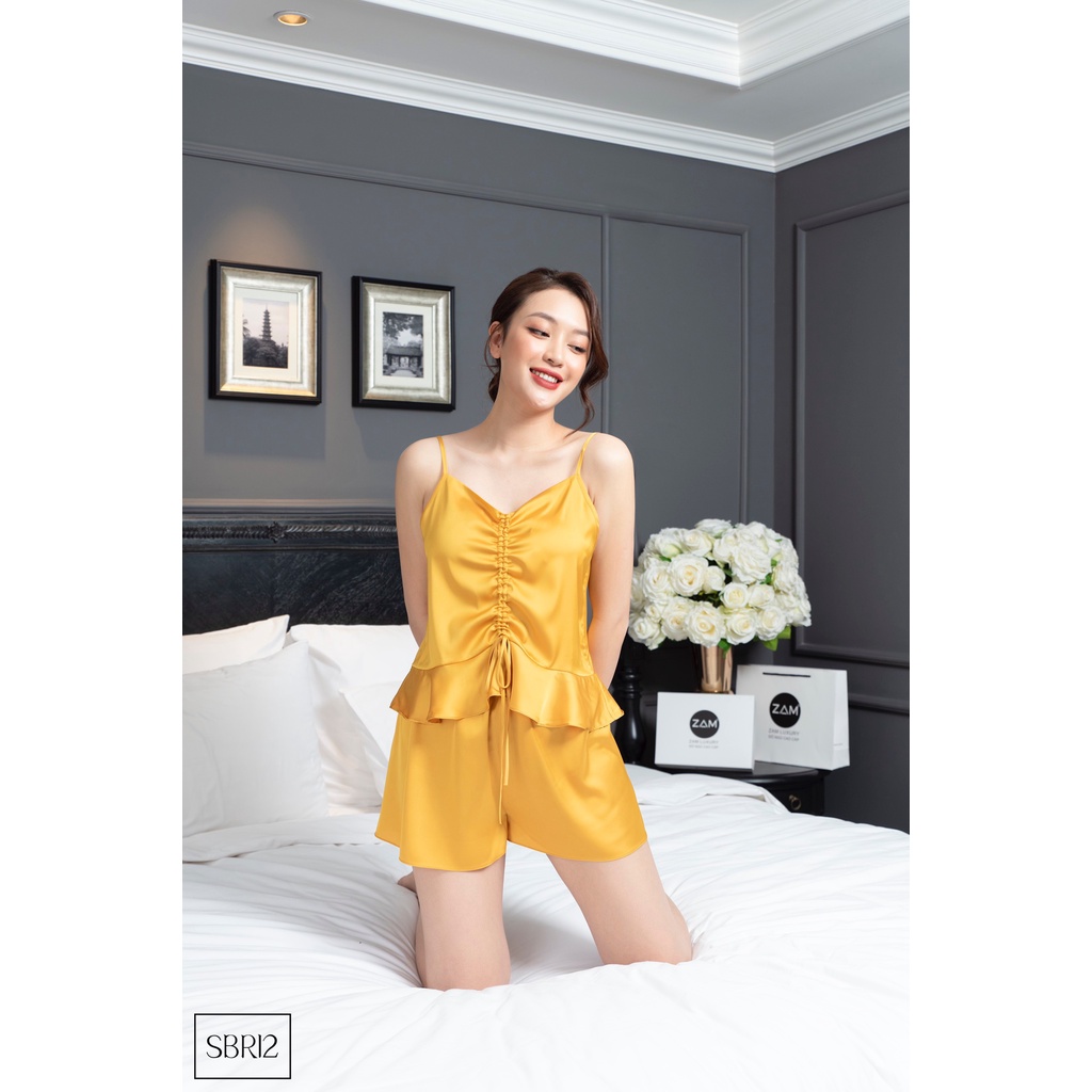 Bộ ngủ charmeuse ZAM Luxury hai dây bèo rút ngực | BigBuy360 - bigbuy360.vn