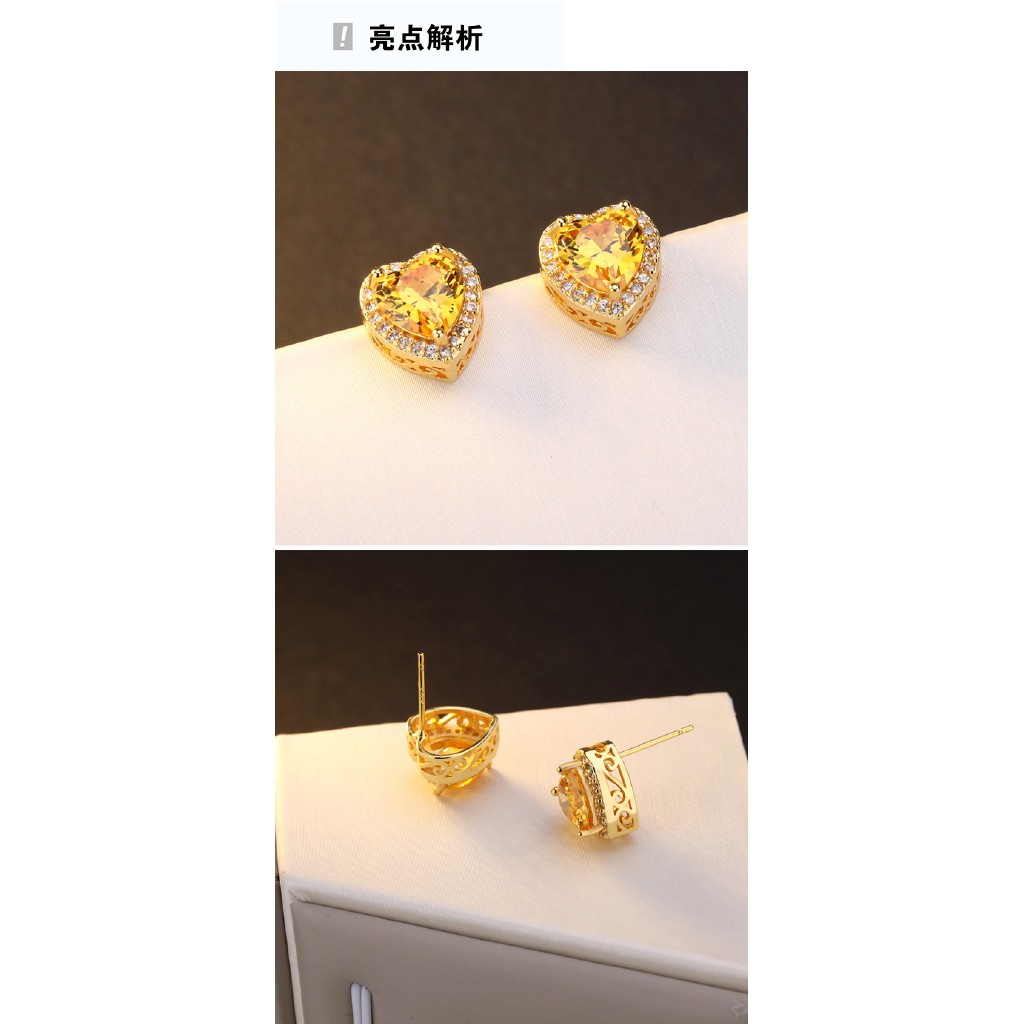 Khuyên tai hình trái tim đính đá xinh xắn thời trang cho nữ