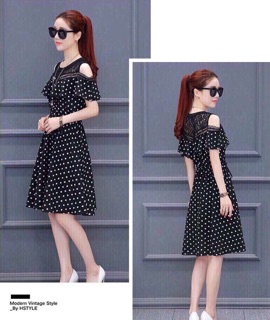 ĐẦM XÒE CHẤM BI ĐÔ REN LỤA CÁT