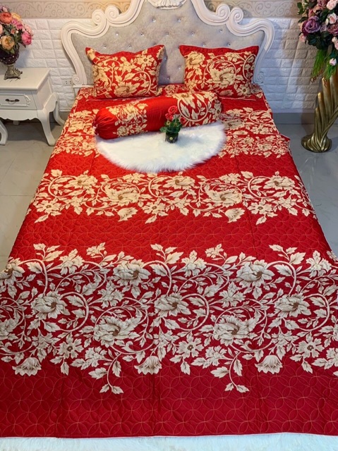 Sét chăn ga gối trần bông xẻ góc 5 món (y hình ) phủ xẻ góc đẹp dày dặn