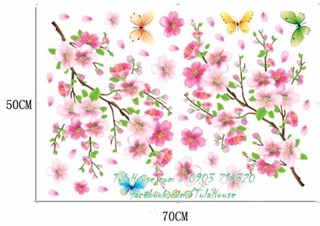 Decal cành đào đón tết