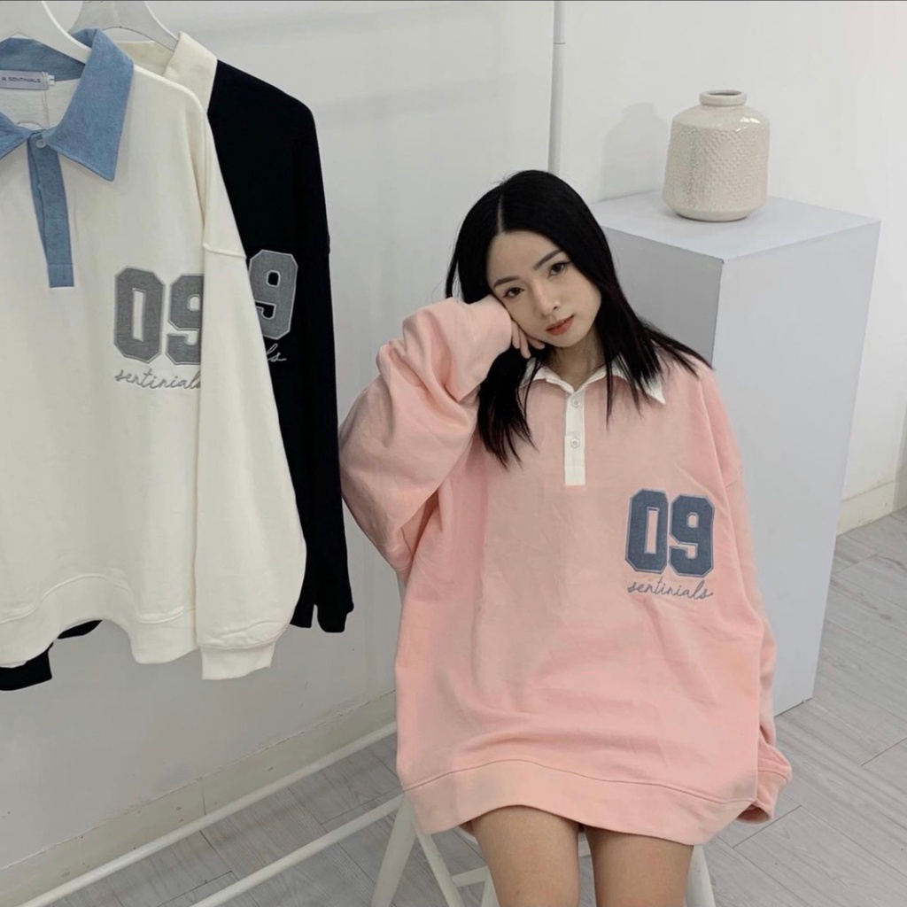 Áo sweater Polo 09 Sentinials form rộng hàn quốc siêu cute
