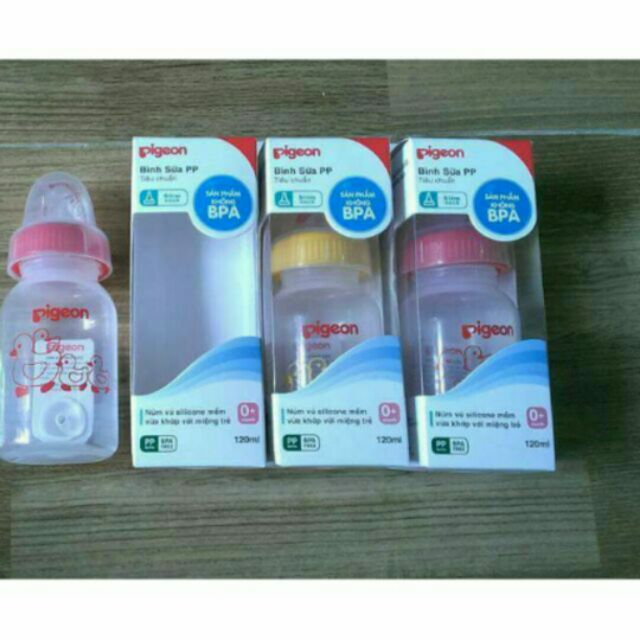 Bình sữa Pigeon 120ml ( núm silicone, BPA free)