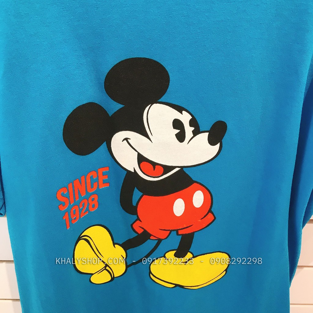 Áo thun tay ngắn trẻ em hình Mickey Mouse màu xanh size XL cho bé trai, bé gái - ATTNMICX01