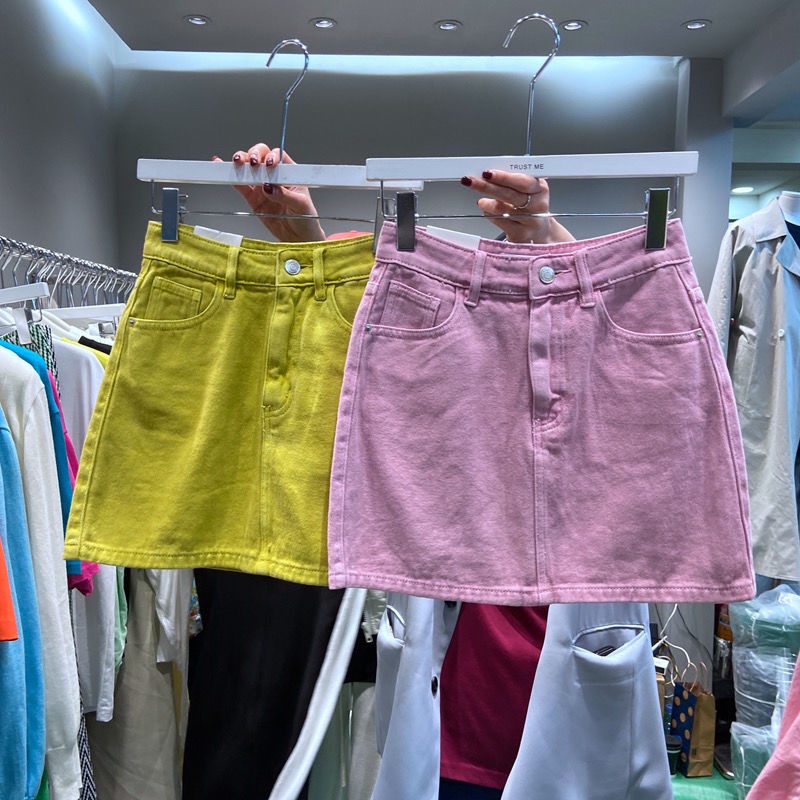 Chân váy jean Chữ A Nhiều Màu Sắc Phong Cách Hàn Quốc Mới Dành Cho Nữ