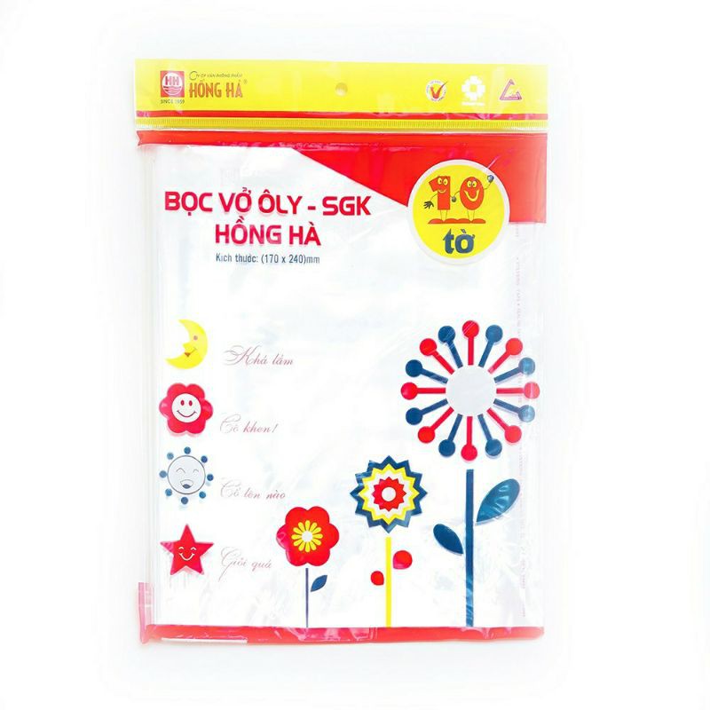 Bọc vở ni lông cấp I Hồng Hà (3245) tập 10 chiếc