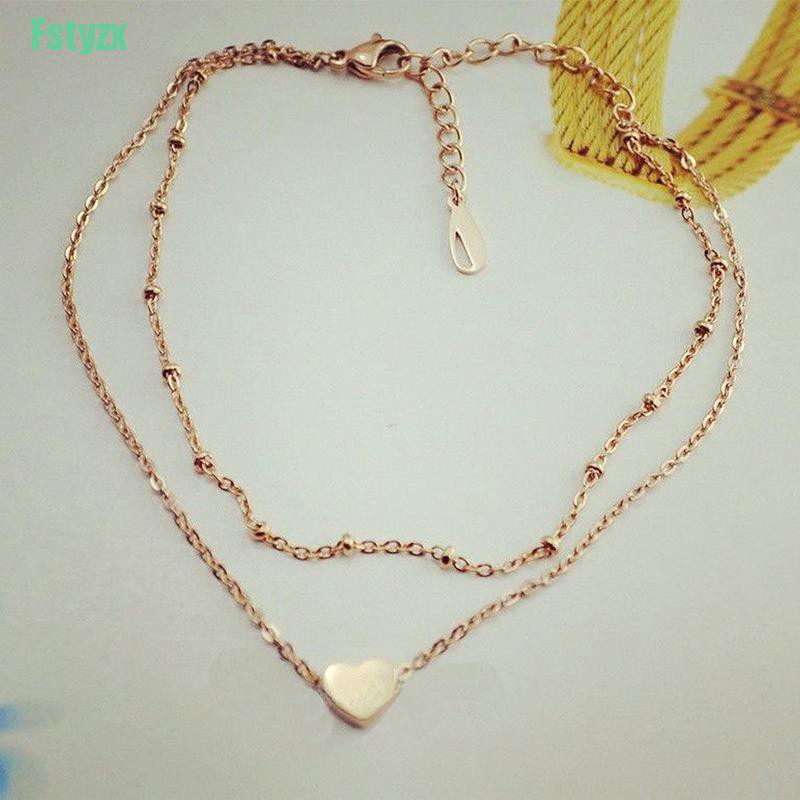 fstyzx Sexy Gold Tone Love Heart Ankle Bracelet Double Layer Chain Foot Anklet | BigBuy360 - bigbuy360.vn