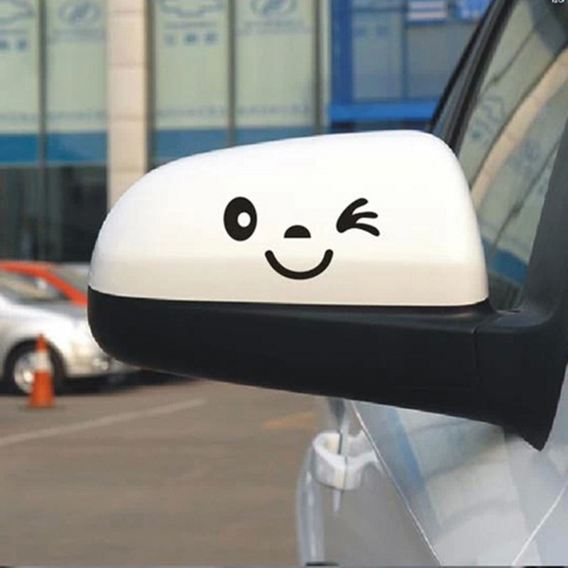 Cặp sticker dán trang trí gương chiếu hậu xe hơi hình mặt cười dễ thương