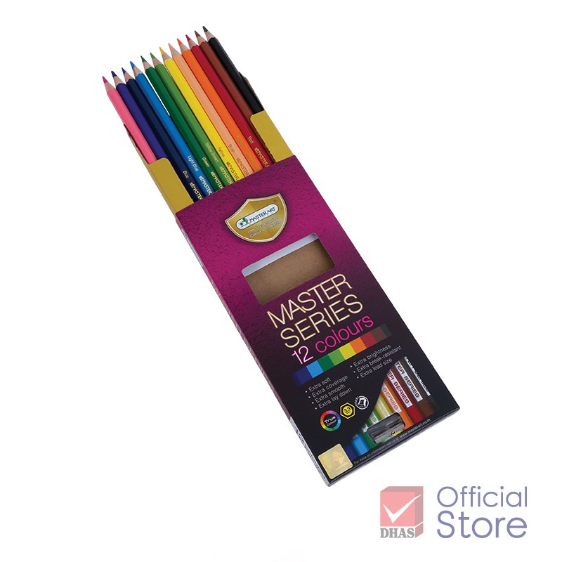 Bút chì màu  12 màu Master Art Series cao cấp, bút chì 12 màu hộp giấy tặng kèm chuốt chì cao cấp trong hộp