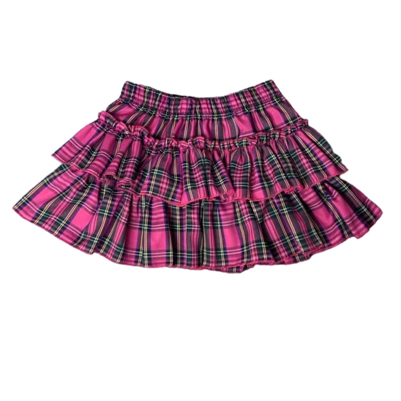 Brroa Chân Váy Xếp Ly Dáng Chữ A Lưng Cao Xếp Ly Viền Bèo Nhún Họa Tiết Kẻ Sọc Phong Cách Gothic Punk Gothic Punk Cho Nữ