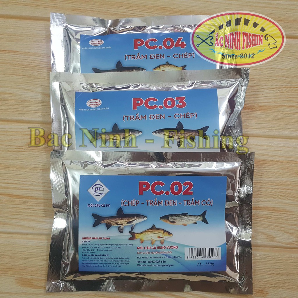 Mồi câu cá HÙNG VƯƠNG. Mồi Câu TRẮM ĐEN, TRẮM CỎ, CHÉP: PC01 - PC02 - PC03 - PC04