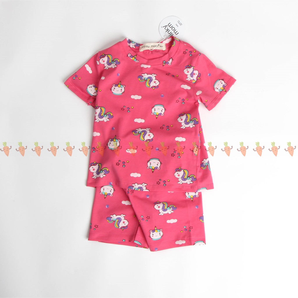 [SALE] Bộ Cộc Tay Cho Bé Gái Minky Mom Vải Cotton 100% Họa Tiết Hello Kitty Unicorn, Đồ Bộ Cho Bé Mùa Hè MKM2122