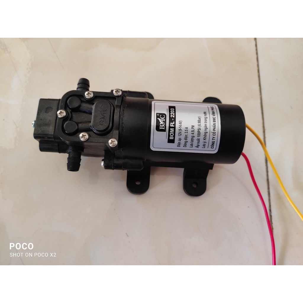 Bơm tăng áp mini BMC 12V, bơm cho bình xịt thuốc 12V