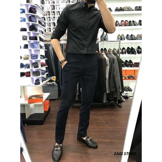 áo sơ mi ĐEN cổ bẻ Hàn quốc(có Voucher GIẢM GÍA)