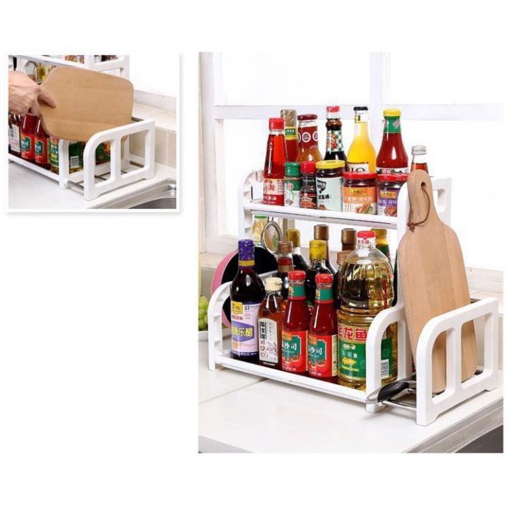 Sales Hot - Kệ Nhà Bếp 2 Tầng Tiện Ích Đựng Gia Vị Kèm Vát Dao Tashuan TS3623 - kệ gia vị tiện dụng đựng đồ chữ H