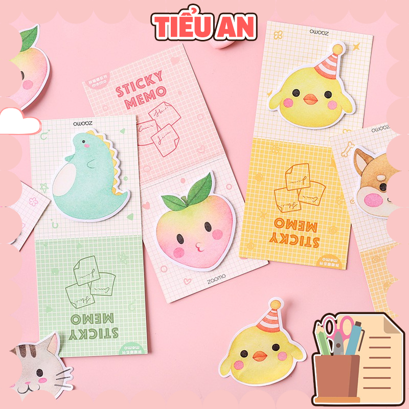 Sticker/ Giấy Ghi Chú Hình Thú Dễ Thương (30 Trang)