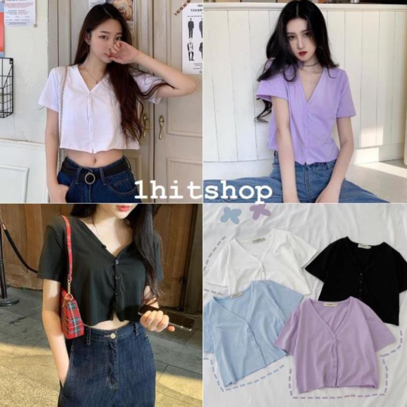 Áo Croptop YUNI VIỀN NÚT Nữ (Kiểu: TÀ ÁO KHÔNG MAY)