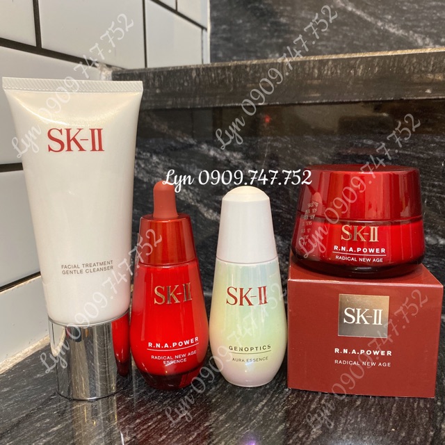 [BỘ DƯỠNG DA SK-II] Sữa Rửa Mặt Skii 120g - Serum RNA 50ml Tinh Chất Genoptics Aura Fullsize Kem Chống Lão Hoá 80g skii