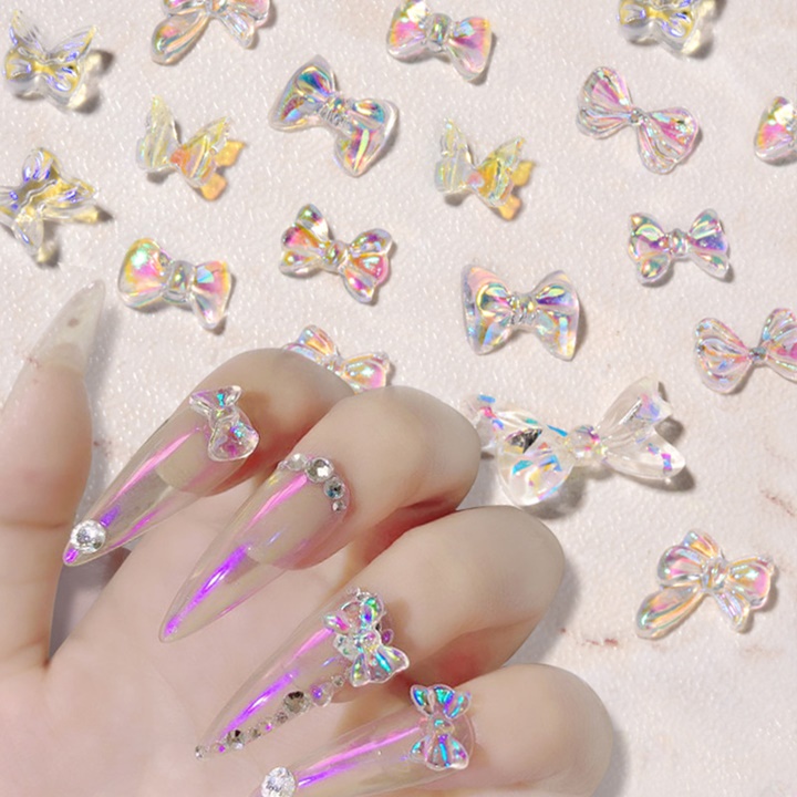 Túi 50 Charm Nail Nơ Màu Thạch 7 Màu, Phụ Kiện Nail - Vani Store