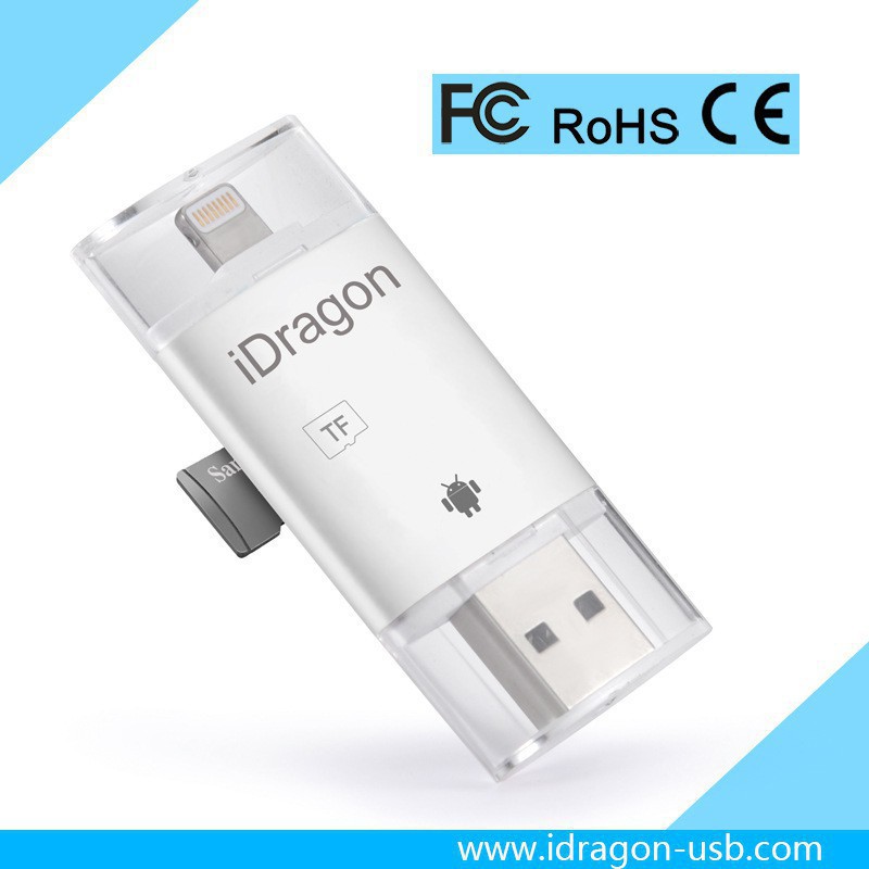 Đầu đọc thẻ nhớ SD điện thoại IDragon. chuyển các dữ liệu, hình ảnh, video từ thẻ nhớ sang các thiết