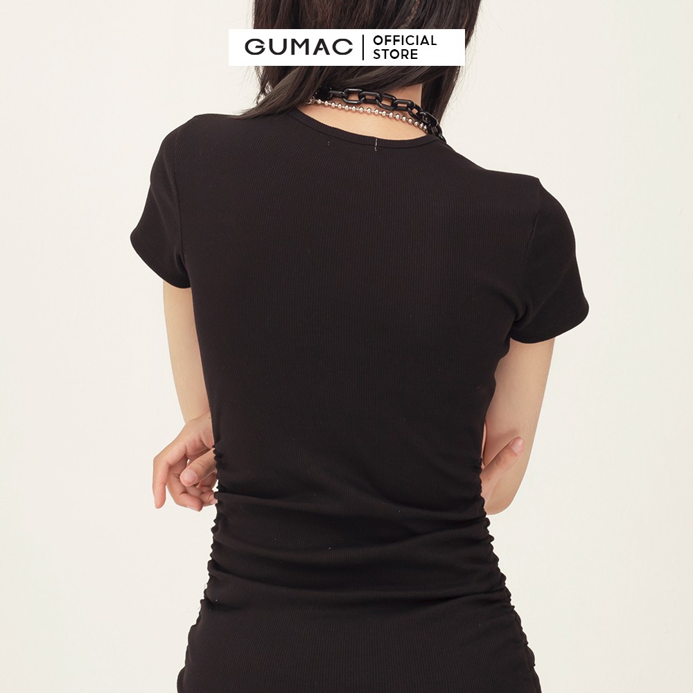 [Mã MABR07062 giảm 8% tối đa 50K đơn từ 249K] Đầm body nữ rút sườn GUMAC ôm body sang chảnh, tay ngắn nhiều màu DB3113 | BigBuy360 - bigbuy360.vn