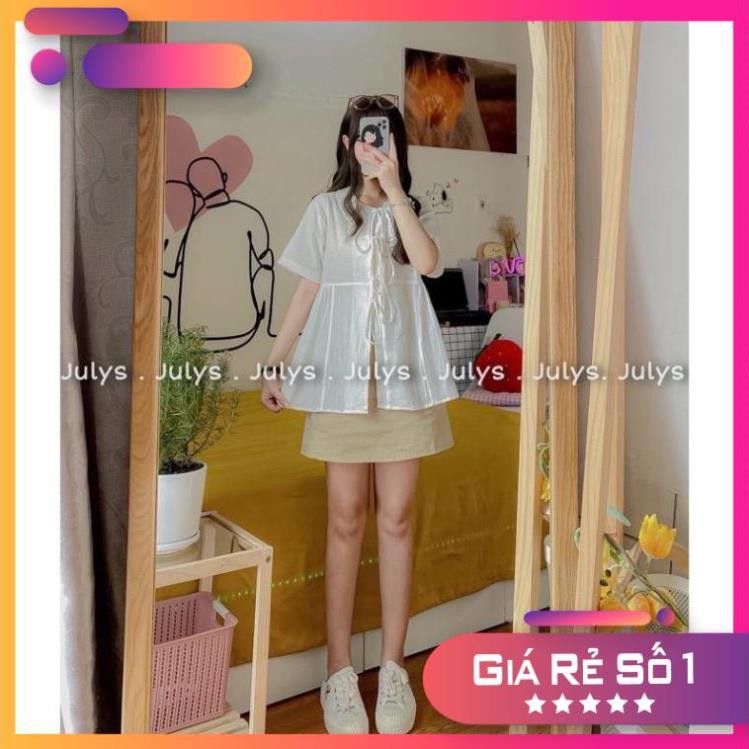 [SIÊU HOT] Áo Babydoll Trắng Buộc Nơ - Áo Sơ Mi Trắng Babydoll