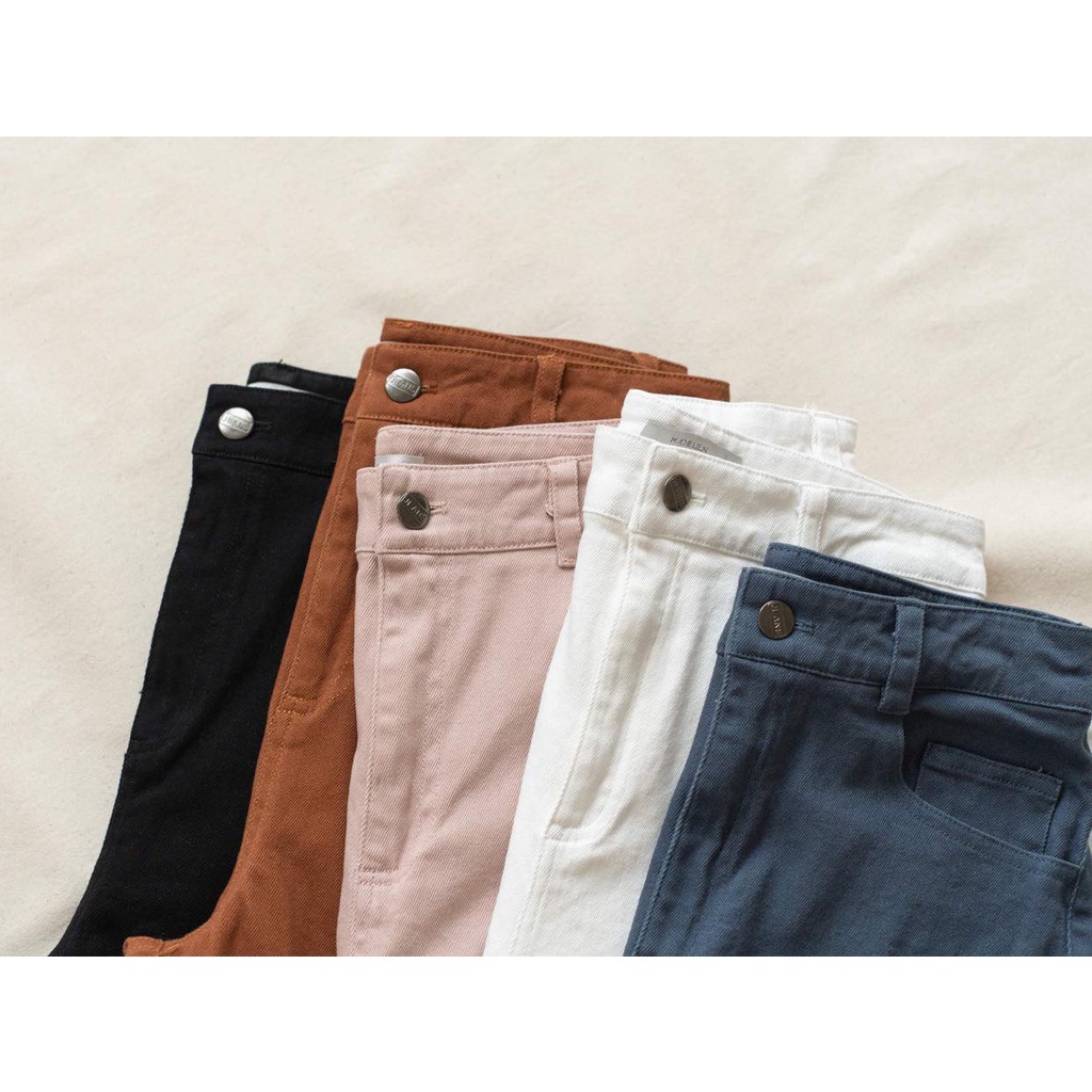Quần culottes jean color mềm ống suông rộng nhiều màu MADELEN